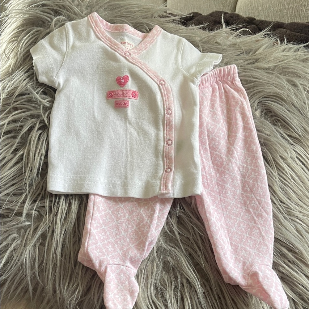 Carter's White and Pink Kids Pajama Set